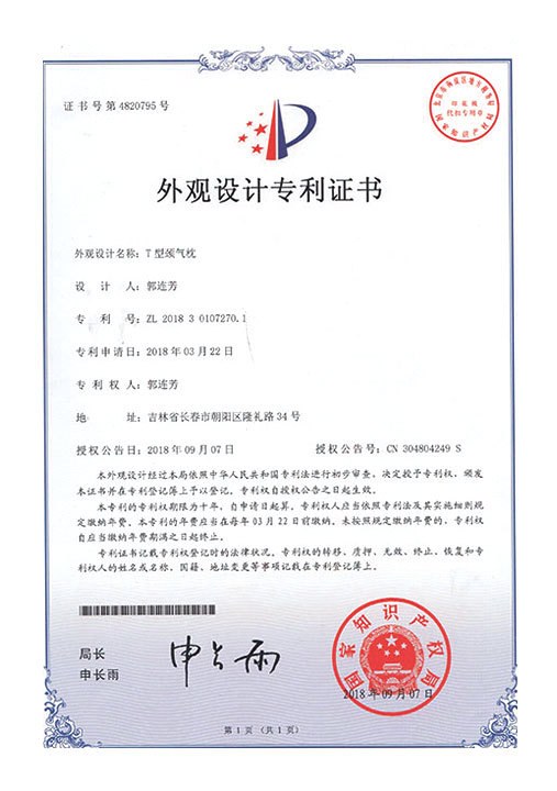 T型颈气枕证书影像